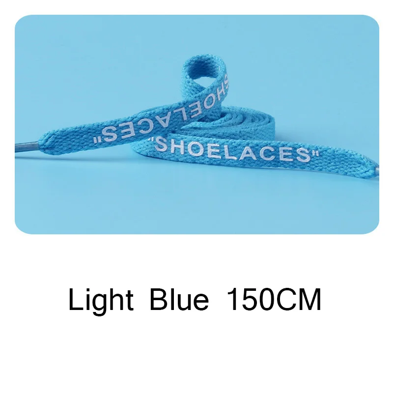 Light Blue 150cm 1 пар/лот шнурки благородные круглые трубки упаковка печать шнурки буквы кроссовки белые туфли кружева плоские шнурки офсетные - Цвет: Light Blue 150cm