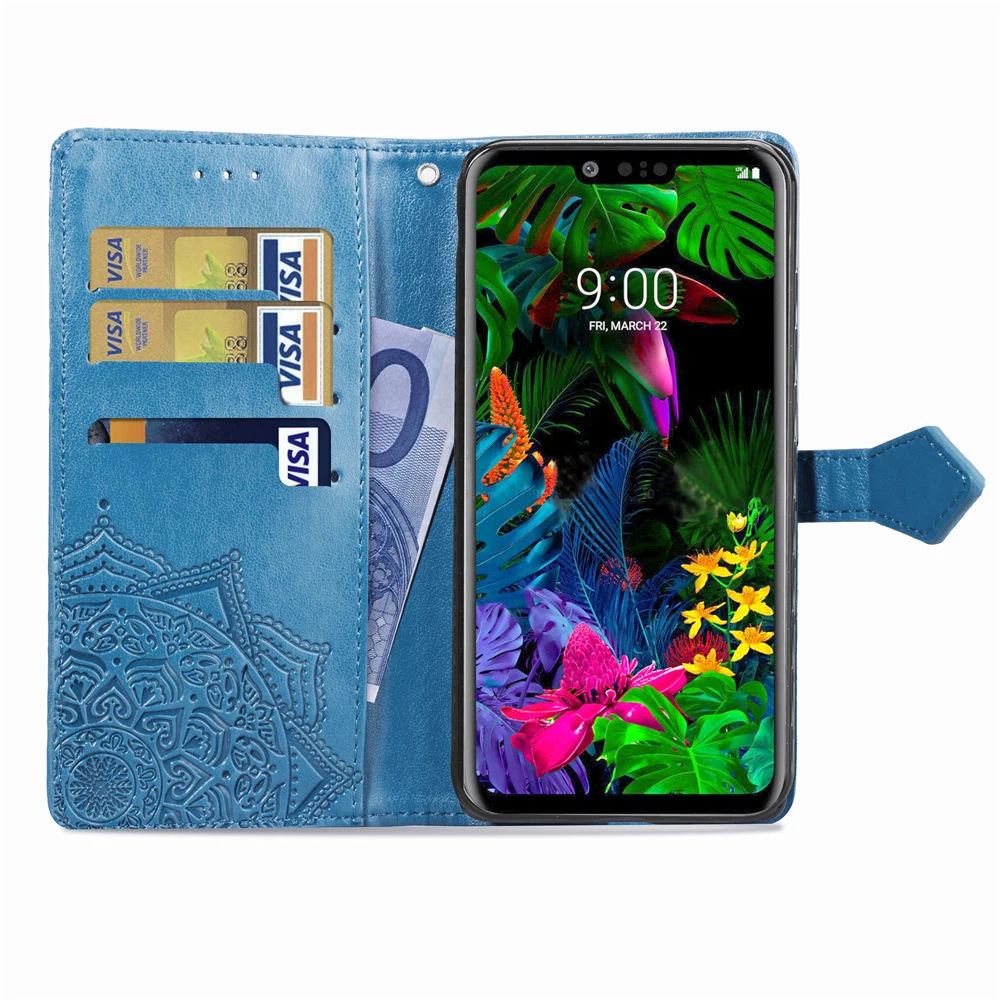 Роскошный 3D цветок дурмана кожаный чехол-кошелек для телефона LG G8 ThinQ Чехлы PU