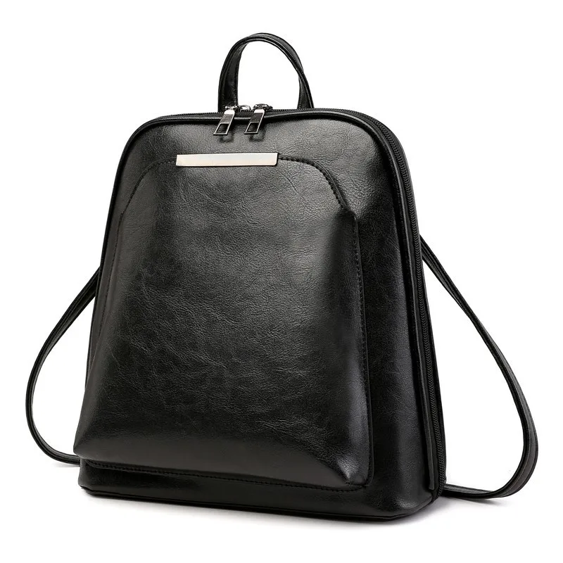 Женские кожаные рюкзаки, женские школьные сумки для девочек, Sac A Dos, женский рюкзак для девочек, Mochilas, рюкзак для женщин - Цвет: Black