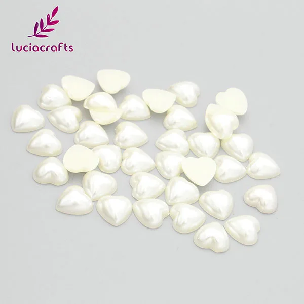 Ivory 48pcs Lucia crafts 48 шт/144 шт 10 мм плоские с оборота полусердечки имитация жемчуга бусины ABS для DIY ручной работы украшение для альбома F0302 - Цвет: Ivory 48pcs
