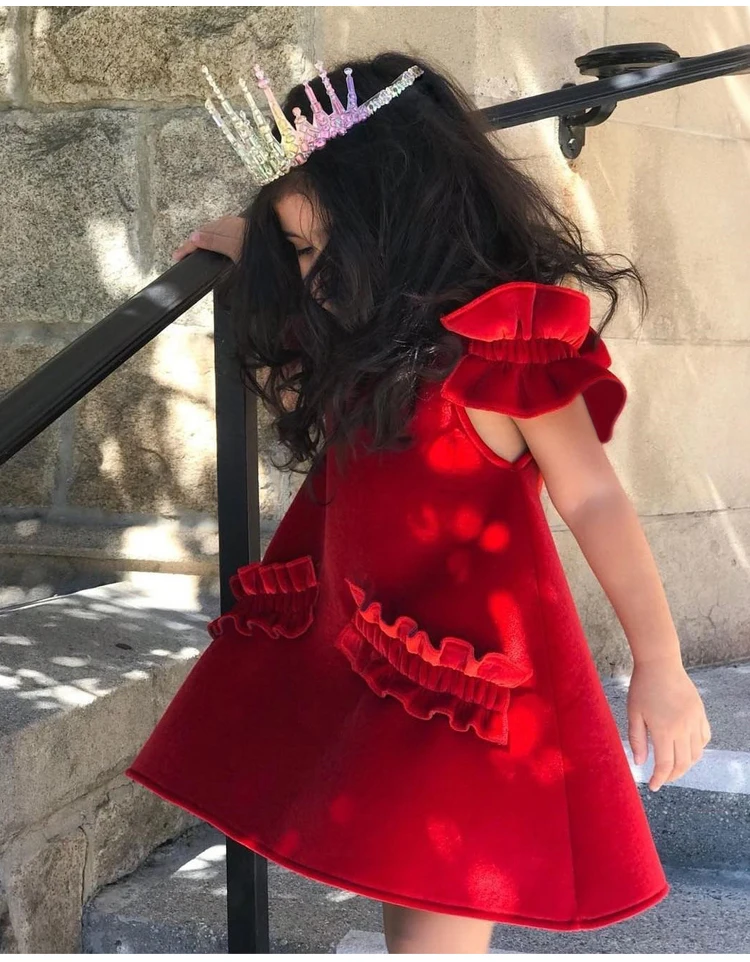 Ins Europe and the United States summer girls baby gold velvet dress children's off-the-shoulder lace sleeve princess dres | Детская