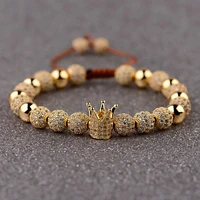 douvei classic men bracelet jewelry crown charms luxury macrame beads bracelets for women pulseira masculina feminina gifts