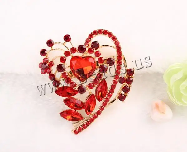 Free shipping!!!Zinc Alloy Brooches women fashion Heart rose gold color plated with rhinestone red nickel | Украшения и