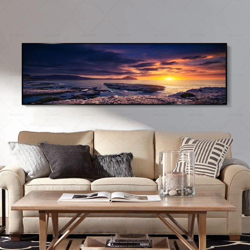 

Canvas Wall Art Pictures Sunset Glow Paintings Home Decor Living Room HD Prints Beach Waves Seascape Posters No Framework