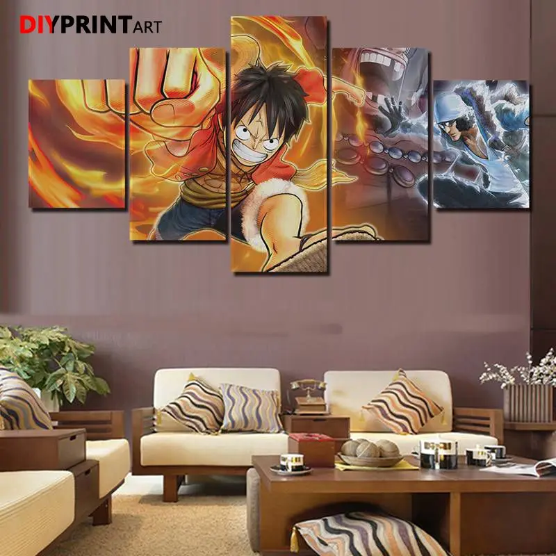 One Piece пиратские воины Aokiji Luffy 5 панель модульная Настенная картина холст