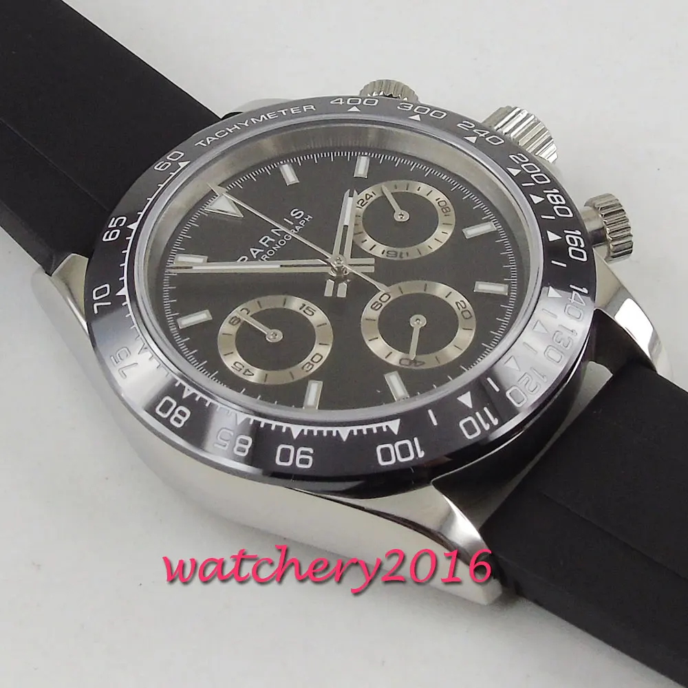 39 мм часы Parnis кварцевые наручные сапфировое стекло повседневные резиновые из