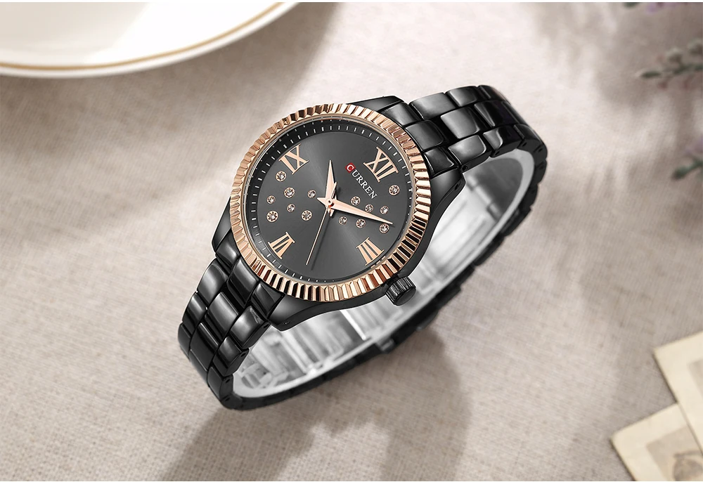CURREN 9009 часы женские кварцевые часы Кристалл Дизайн наручные часы Relogio Feminino