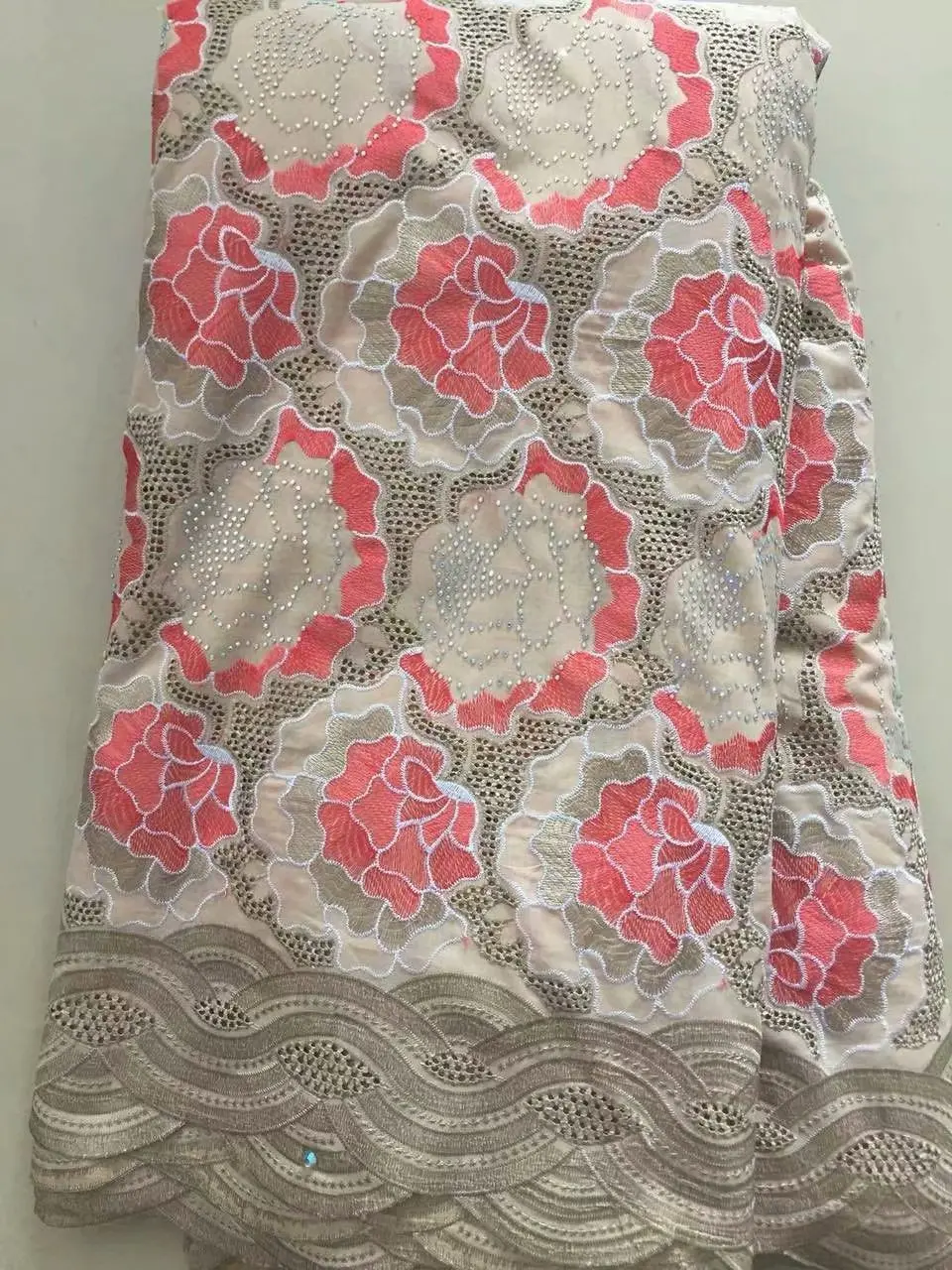 Золотая нигерийская кружевная ткань 2018 Высококачественная оранжевая