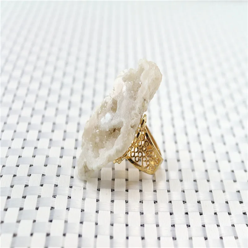 Druzy Trendy Natural Stone Handmade mica Celestial Quartz Irregular lazurite Rings For Man and Women Free Shipping | Украшения и