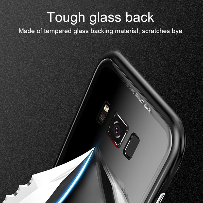 Magnetic Adsorption Phone Cases For Samsung Galaxy Note 9 S8 Plus Flip Cover Tempered Glass Back Case S7 Edge 8 | Мобильные телефоны