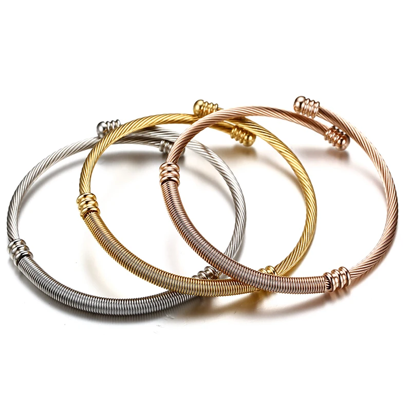 Vnox из нержавеющей стали тройной провод крученый браслет браслеты Набор для