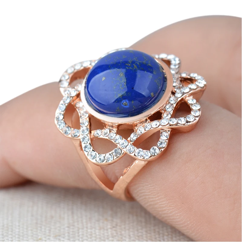 Кольцо Стразы с красным агатом перстень лазуритом оправа из драгоценного камня