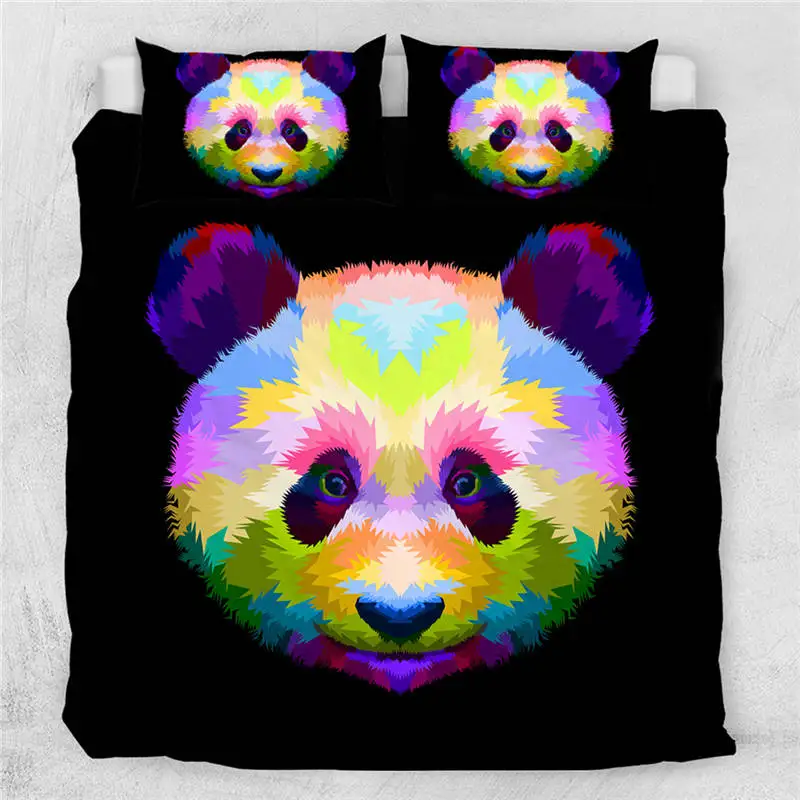 Panda10 Постельные принадлежности Outlet панда домашний текстиль пододеяльник с наволочкой чехол мультфильм Радуга Комплект постельного белья животное Дети Подростки Постельное белье queen 3 шт - Color: Panda10