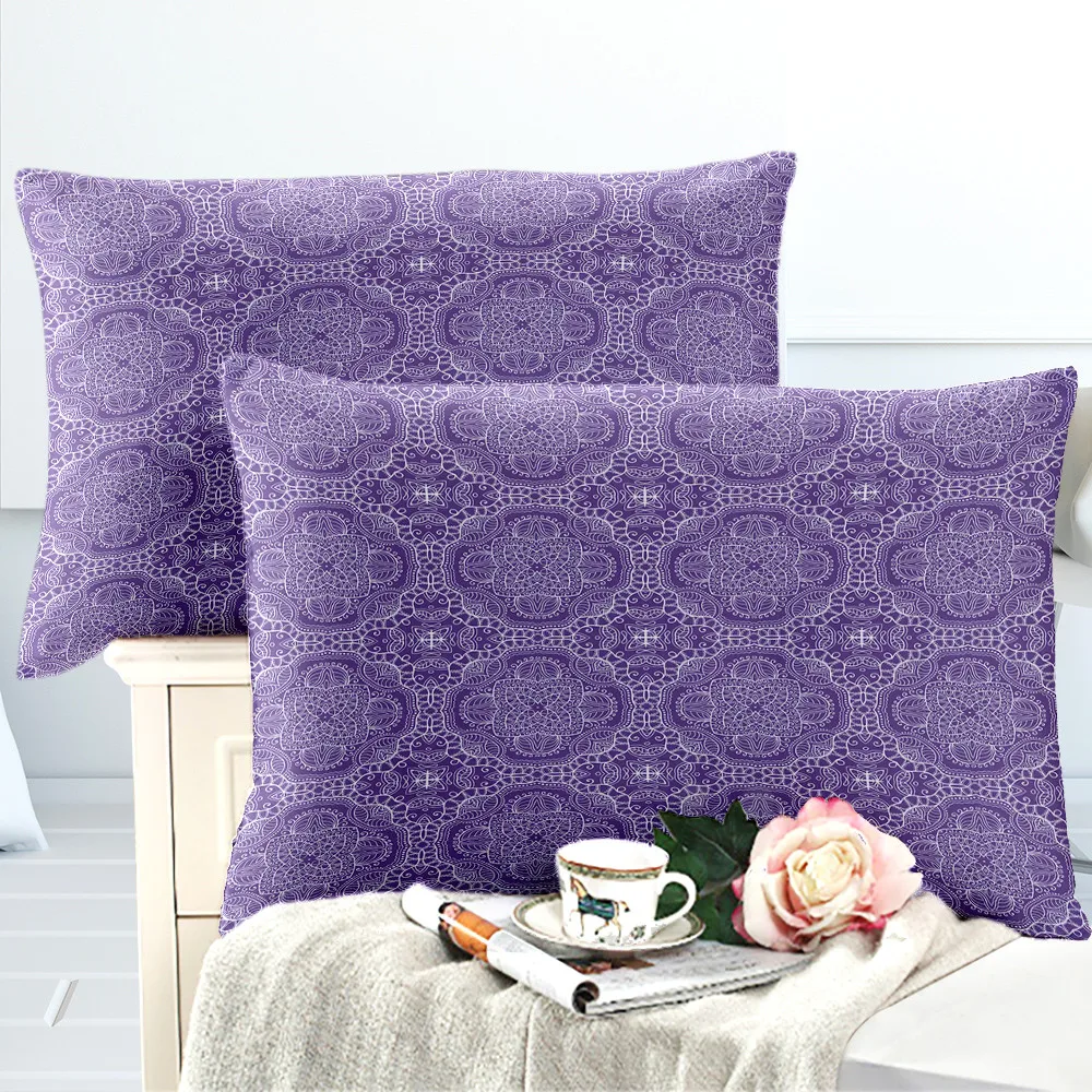 

Purple Mandala Bedding Set Boho Style Duvet Cover Set Flowers Print Bed Cover King Queen Bedclothes Pillowcase Home Decor D35