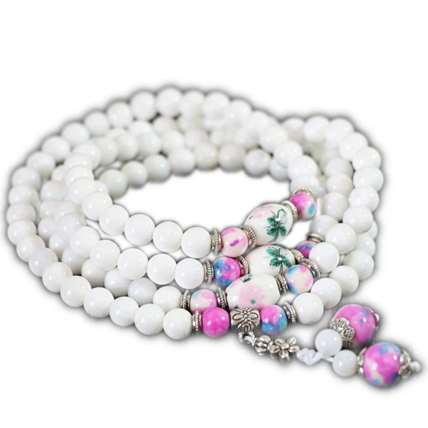 Женский браслет с подвеской в античном стиле Круглый из натурального белого