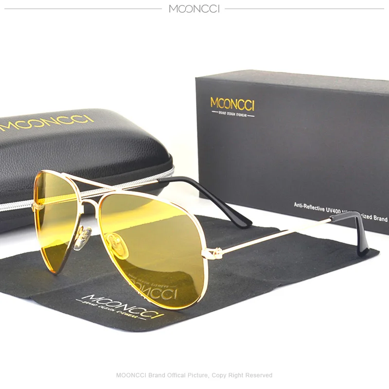 C4 Gold Yellow MOONCCI HD Pilot, поляризационные очки ночного видения для женщин и мужчин ночного вождения желтый Пилот солнцезащитные очки унисекс авиационные защитные очки - Цвет линз: C4 Gold Yellow