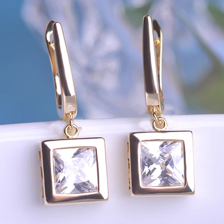 Мадри 6 цветовый серьги-каффы с кристаллами для женщин кубического циркония серебряного цвета квадратные бусины свадебные вечеринки аксессуары Пендиентес.