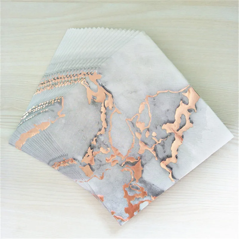 40 шт мраморные белые розовые золотые бумажные салфетки для нового года детского