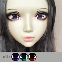 gl072 sweet girl resin half head bjd kigurumi mask with eyes cosplay anime role lolita mask crossdress doll
