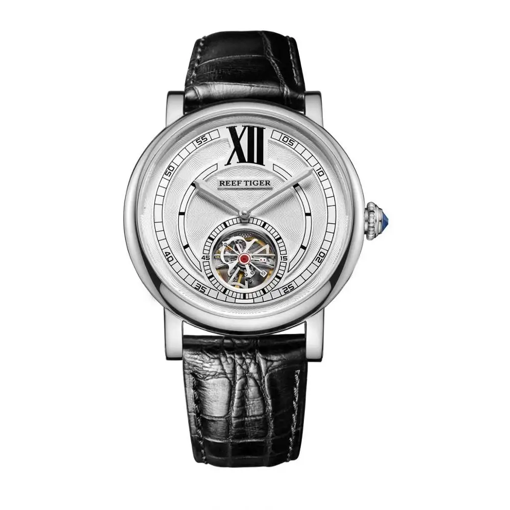Reef Tiger/RT роскошные часы мужские спортивные Tourbillon автоматические механические кожаные водонепроницаемые часы Relogio Masculino RGA192 - Цвет: 7