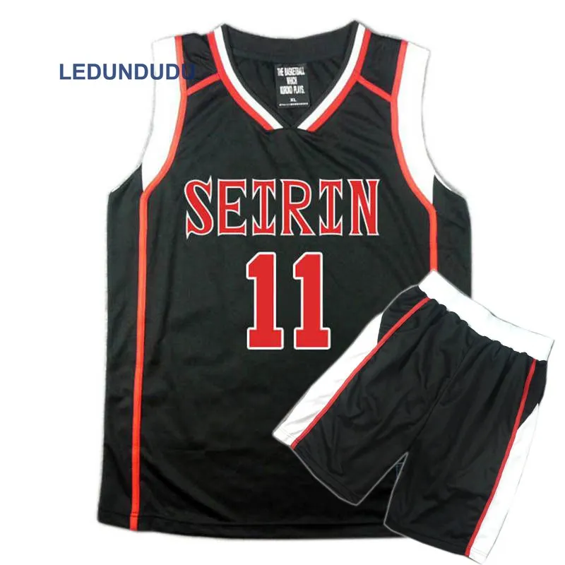 Anime Basuke Cosplay SEIRIN School Basketball Uniforms Men Jersey Sportswear T-shirt Shorts Set Black No. 4 7 10 11