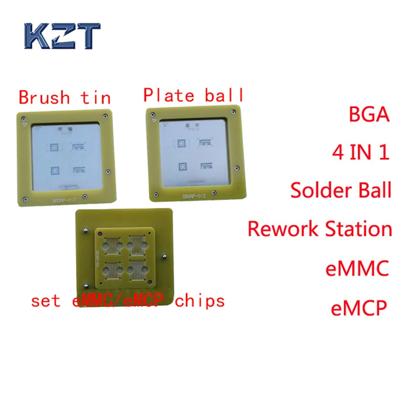 EMMC/eMCP реболлинговый трафарет 4 в 1 BGA станция для переделки eMMC153 eMMC169 eMCP162 eMCP186