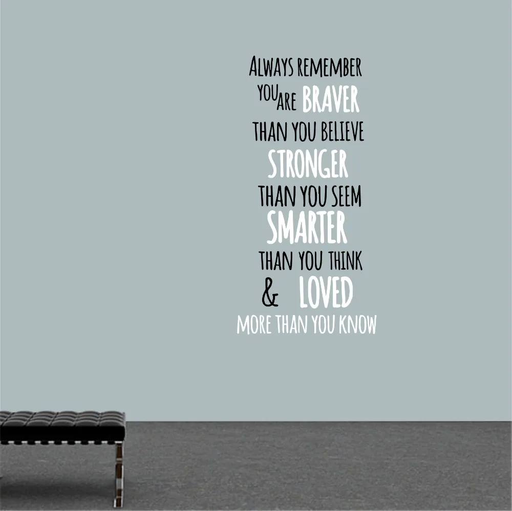 

Always Remember You Are Braver Than You Believe Quotes Decal - Baby Boy Nursery Room Decor Wall Art Sticker DIY Vinyl W-14