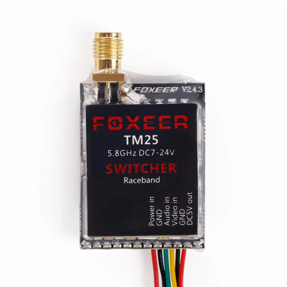 10g новый хит продаж Foxeer TM25 5 8G raceband40CH 25 mw/200 mw/600 mW регулируемый видео передатчик