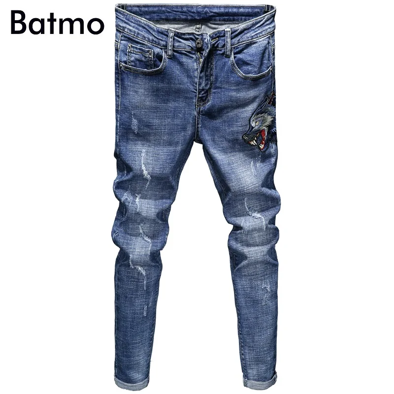 Batmo 2018 Новое поступление высокого качества Повседневная Вышивка волк узкие