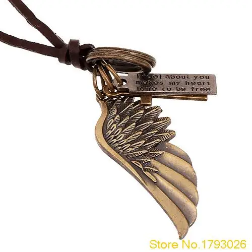 Винтаж Крыла Ангела Мужские Кожаные Античное Ожерелье Подвески 4U2D|antique necklace|necklace
