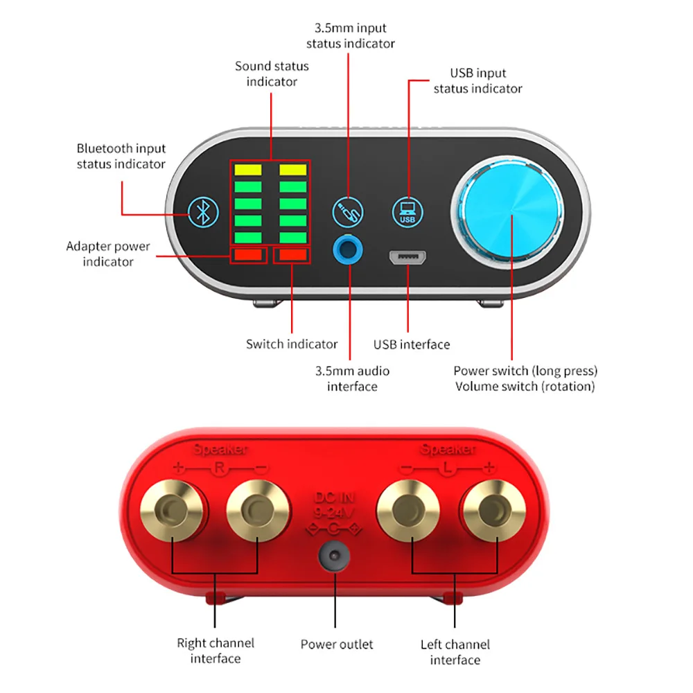 AIYIMA Amplificador Bluetooth 5,0 TPA3116 Мини цифровой Hi-Fi усилитель класса D аудио Плата стерео 50 Вт+ 50 Вт Мощный домашний усилитель