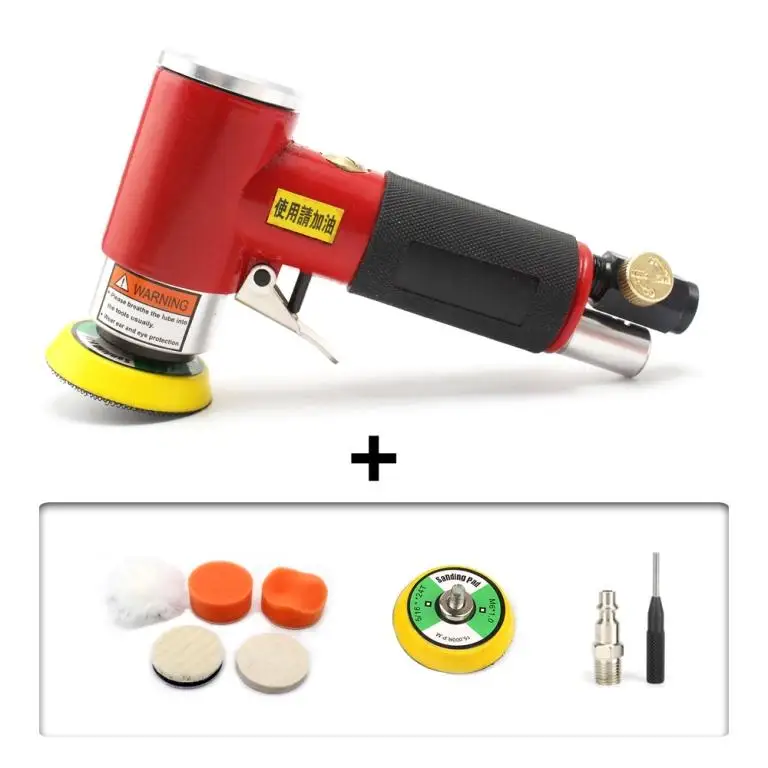 Red air sander kit A Пневмо инструмент Пневматическая шлифовальная полировальная машинка 50mm 75mm пневмоинстру мини орбитальный Воздушный пневматический шлифовальный инструмент буфер двойного действия орбитальный полировщик для автомобиля - Цвет: Red air sander kit A