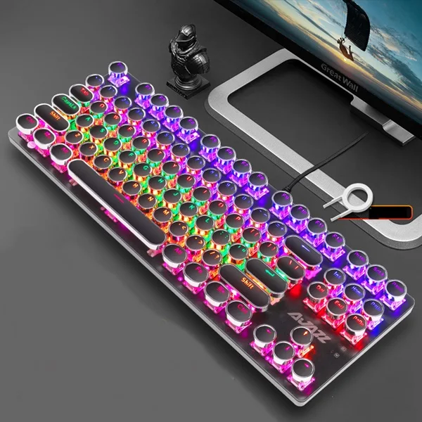 BL ML Plated Keycaps Ajazz металлическая панель 87 ключ USB Проводная Механическая с подсветкой игровая клавиатура макропрограммирование полный ключ против привидения - Цвет: BL ML Plated Keycaps