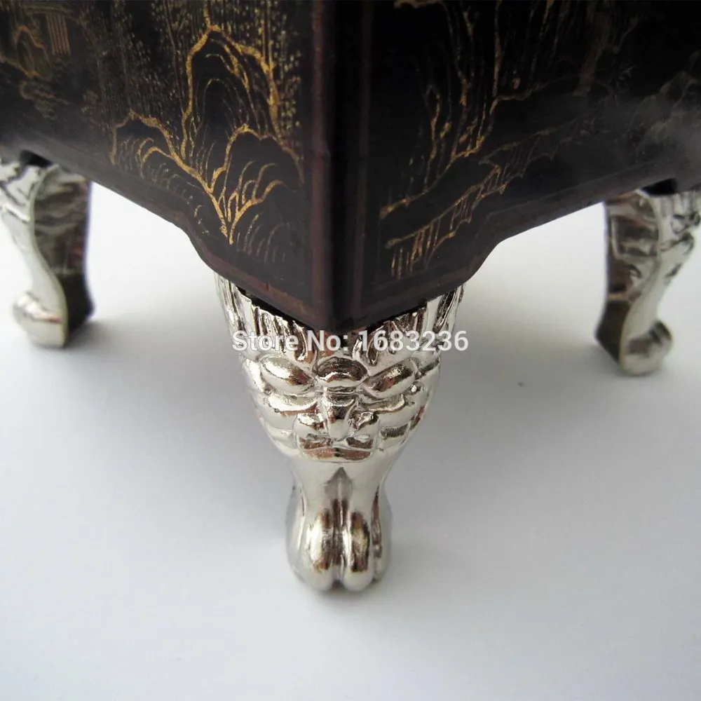 4pcs Silvery Antique Brass Jewelry Chest Box Wooden Case Decorative Feet Leg Metal Corner Protector With Screws | Обустройство дома