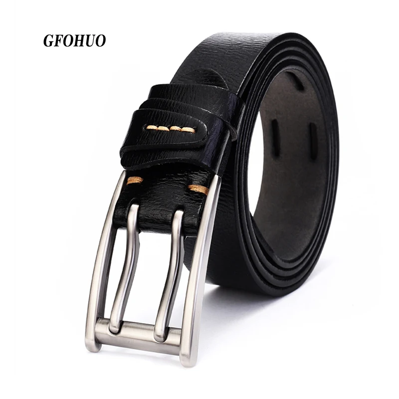 Мужские ковбойские ремни двойные штифты с пряжкой из натуральной кожи|Мужские