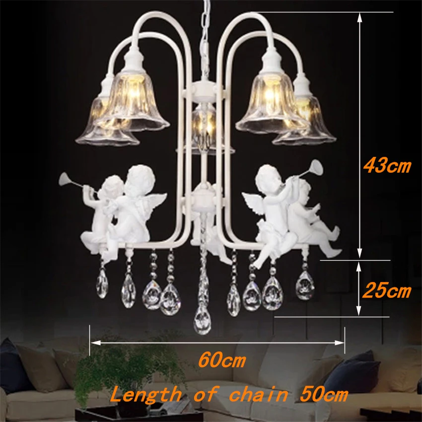 

Modern Nordic Angel Led Chandeliers ,Fashion Creative Iron Resin Chandeliers glass Lampshade Lighting Fixture for Home Luminaire