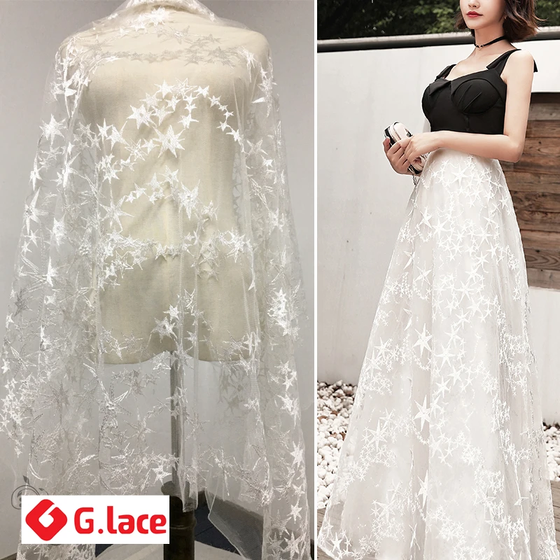 GLace 3Y/lotWhite/Pink Star вышитая кружевная ткань костюм платье занавеска фон сетка тканевые аксессуары DIY TX151