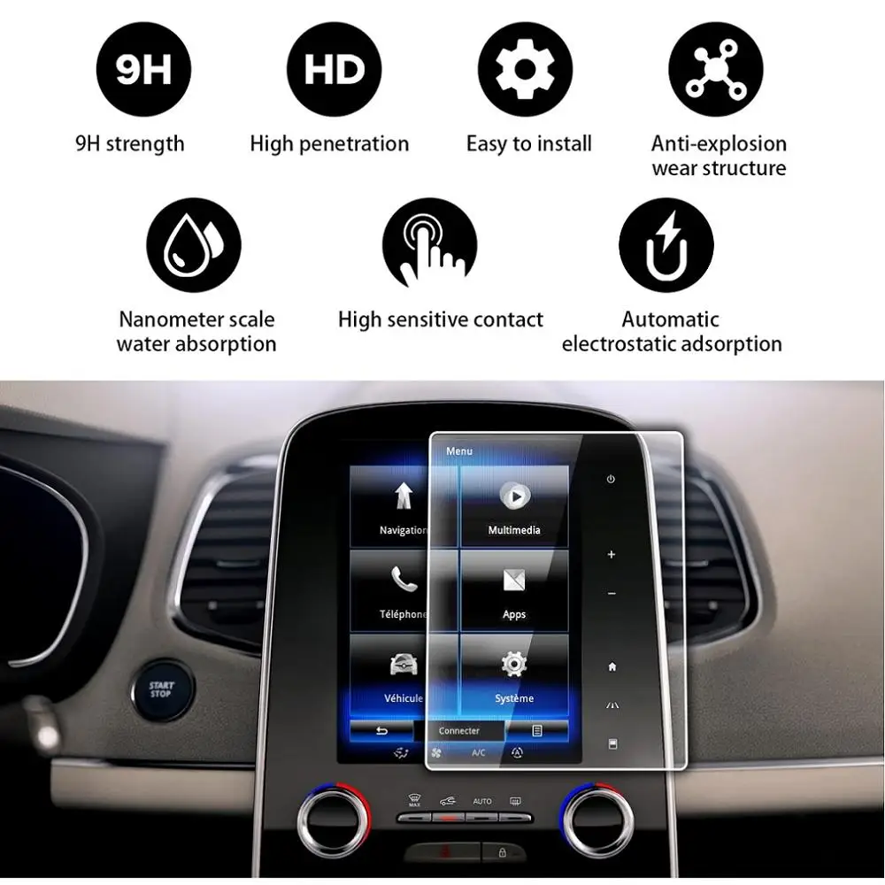 8.7inch RUIYA 9H Защитная пленка для экрана из закаленного стекла для Renault Grand Scenic 3 R-Link автомобильный gps-навигационный экран, предназначенный для автомобилей - Цвет: 8.7inch