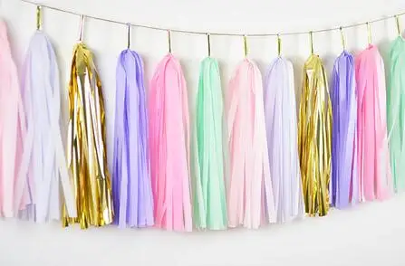 7ft of 18 tassels 50 единорогов вечерние, девушка первый день рождения, Пастельная бумага соломинки, единорог вечерние декор, пастельный детский душ, маленькая девочка день рождения - Цвет: 7ft of 18 tassels