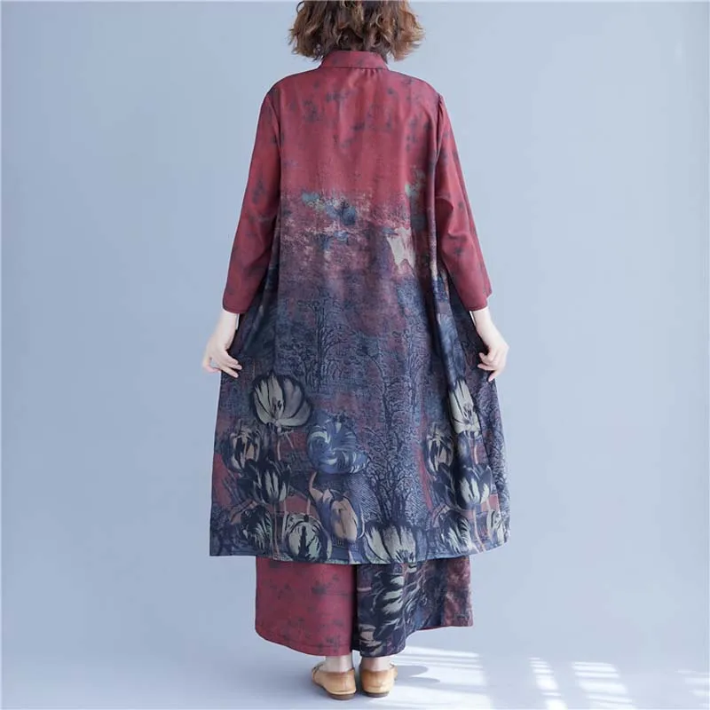 Plus Size Women 2 Sets Vintage Summer Shirt Dress Cotton Loose Long Blouse Ladies Casual Big Pants Suit 5XL 2019 |