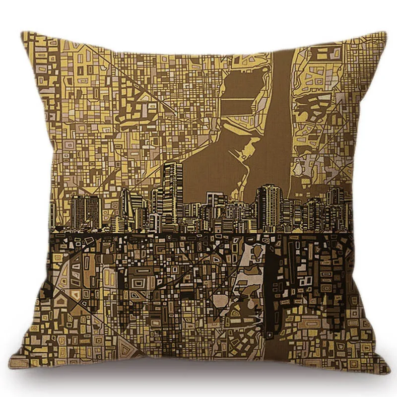 2018 US City Sketch Art Chicago Los Angeles украшение для дома чехол дивана наволочка из хлопка и