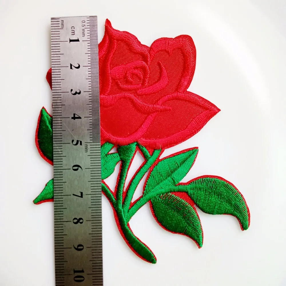 10 шт. новая Красная Зеленая Роза одежда патчи с железной вышивкой Сделай Сам