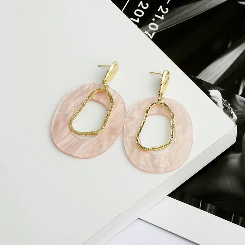 Женские крупные овальные серьги ZA простые зеленые акриловые геометрические