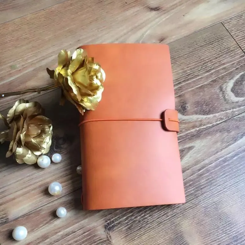 orange yellow Винтажная кожаная записная книжка ручной работы, перо пирата, сделай сам, детский дневник, записная книжка, канцелярские принадлежности, мягкая обложка для путешественника, записная книжка, дневник, подарок - Цвет: orange yellow
