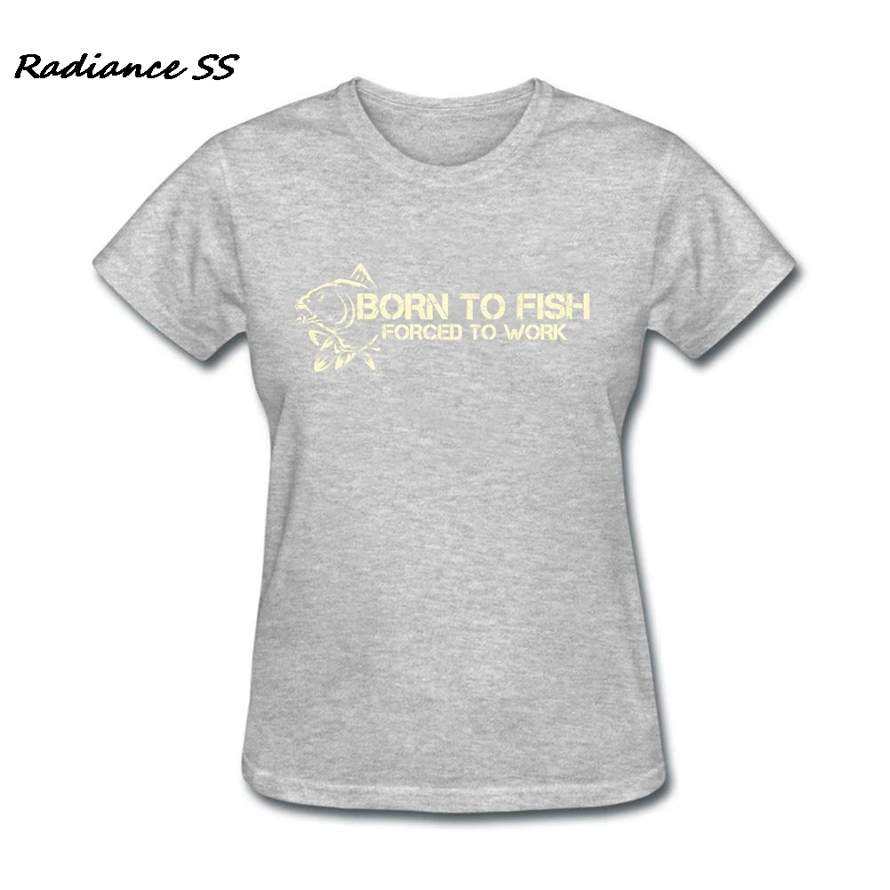 Женская стрейчевая футболка с коротким рукавом Born to Fish женская на заказ 2019|women t