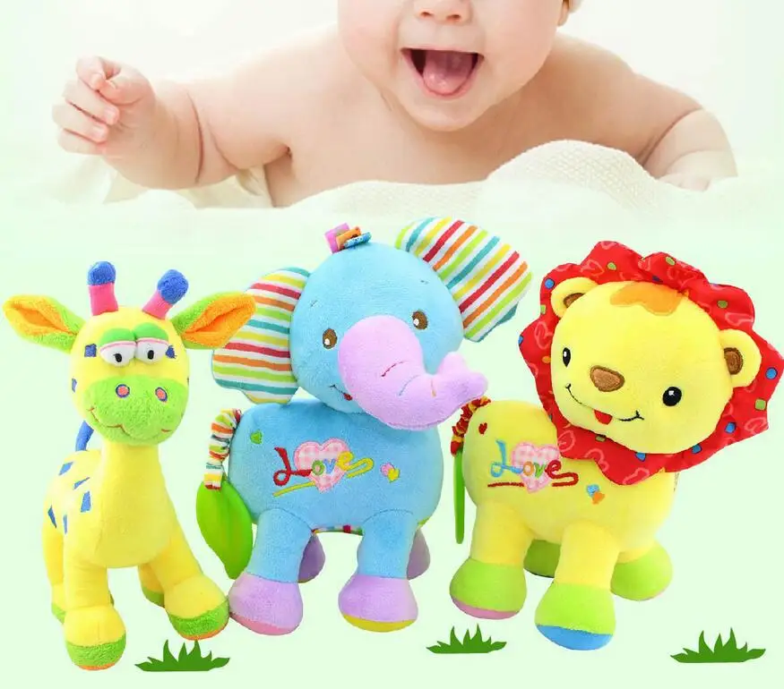 1 шт. детские мягкие игрушки слон Лев Жираф Playmate Calm Baby плюшевые куклы bb с