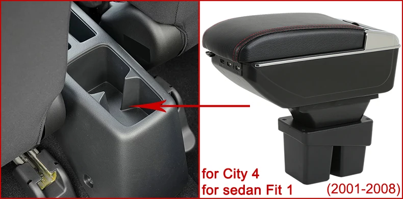 Для Honda City подлокотник коробка седан Fit город Универсальный Автомобильный центральный подлокотник коробка для хранения держатель стакана, пепельница Модификация аксессуары