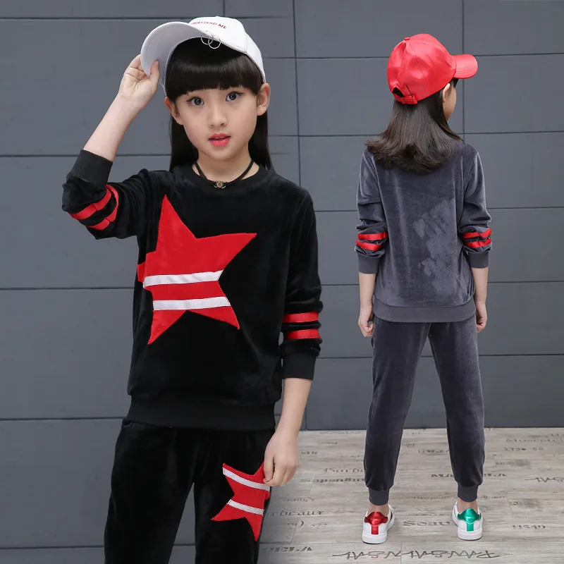 

Костюмы для девочек новое весеннее Детское пальто с длинными рукавами и мехом + штаны, шерстяной осенний комплект из двух предметов для дево...