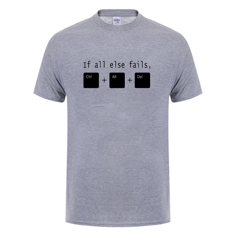 Крутая офисная футболка с надписью If All Else CTRL ALT DEL Tech Support Geek мужская летняя