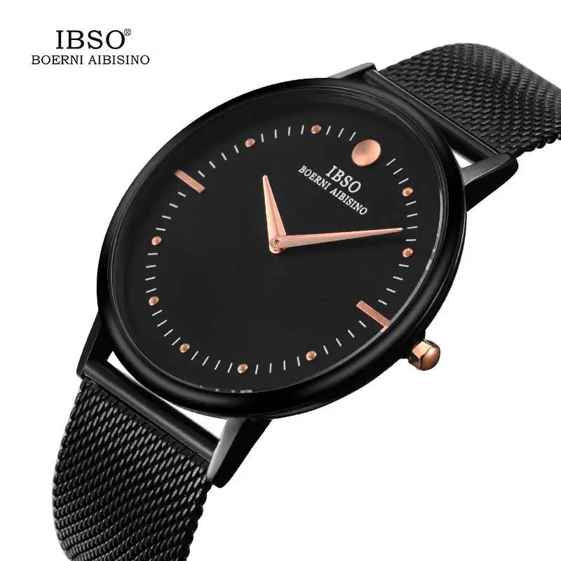 

IBSO Brand 7.5MM Ultra-thin Men's Quartz Watch Original Design Mesh Strap Quartz Watches Mens Wristwatch Relogio Masculino